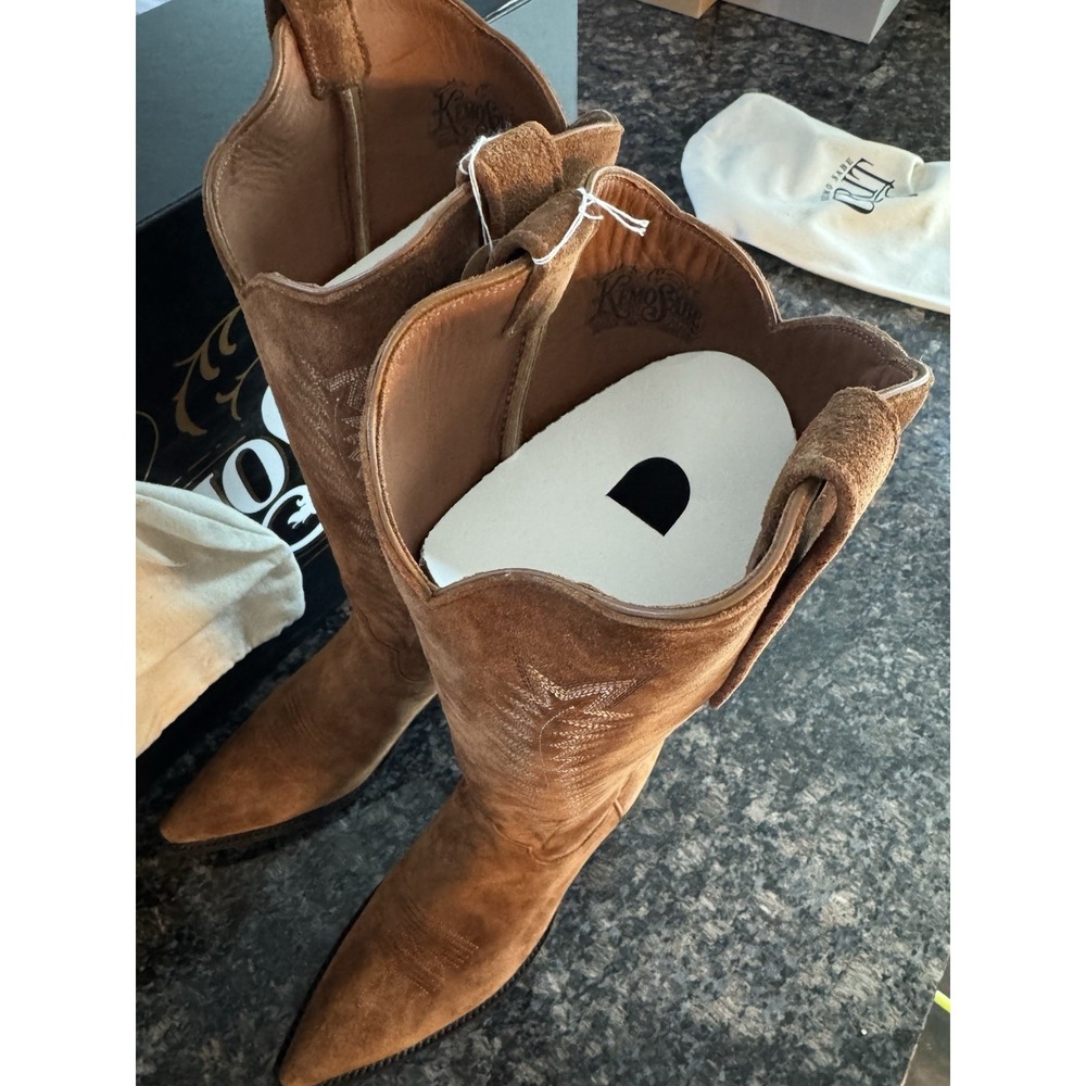 KEMO SABE GRIT COGNAC FOX SUEDE JENNY$1295 NWB Sz 9.5 Ladies Cowboy Boots - Picture 4 of 16